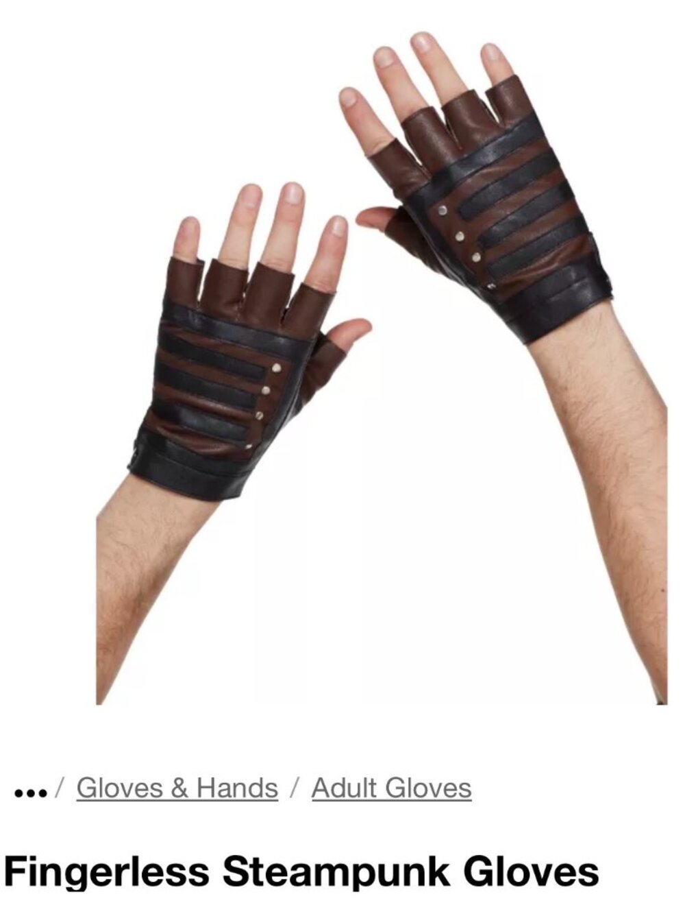 Fingerless Steampunk Costume Gloves Men's Unlined Half-finger faux leather